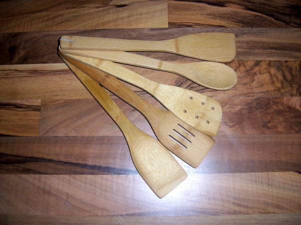 HOLZ BAMBUS KÜCHENHELFER SET 5-TEILIG KOCHLÖFFEL PFANNENWENDER 30 CM NEU